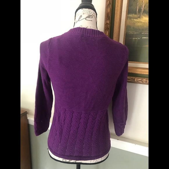 Liz & Co Purple Eyelet Ribbed Cardigan Sweater S - Picture 5 of 5
